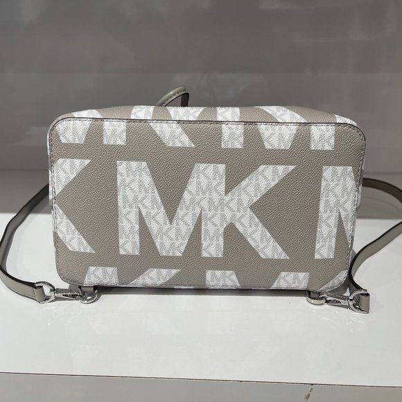Michael Kors L Graphic Logo Backpack MK White Grey main image 9